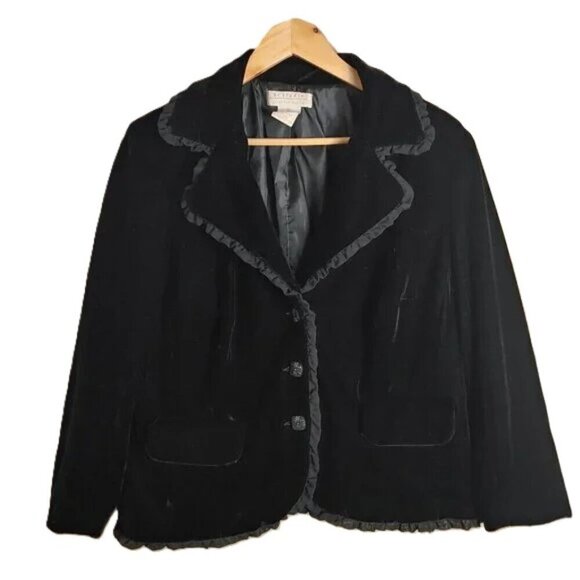 Vintage Velvet Blazer Ruffle hi Studio Johnathan Martin Whimsy Goth Whimsigoth - Picture 1 of 10